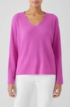 Eileen Fisher V-neck Cashmere Rib Pullover Sweater In Tulip