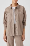 Eileen Fisher Boxy Stretch Organic Cotton & Hemp Shirt Jacket In Briar