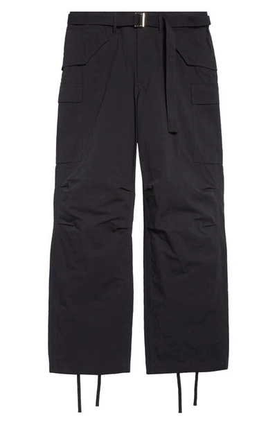 Sacai Belted Ripstop Cargo Pants In Black