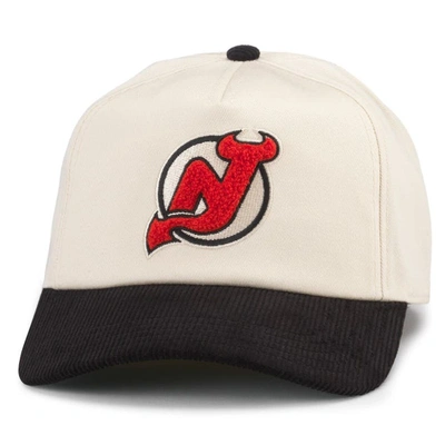 American Needle Men's  White, Black New Jersey Devils Burnett Adjustable Hat In White,black