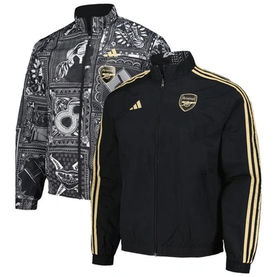 Adidas Originals Adidas  Black Arsenal 2023/24 Reversible Anthem Ian Wright Full-zip Jacket