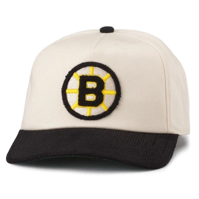 American Needle Men's  Cream, Black Boston Bruins Burnett Adjustable Hat In White,black