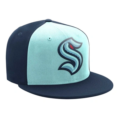 Starter Men's  Light Blue, Deep Sea Blue Seattle Kraken Logo Two-tone Snapback Hat In Light Blue,deep Sea Blue