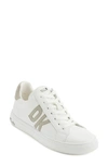 Dkny Logo Sneaker In Bright White/silver