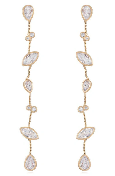 Ettika Crystal Linear Earrings In Gold