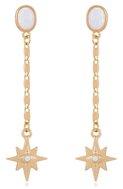 Ettika Opal Star Linear Drop Earrings In Gold