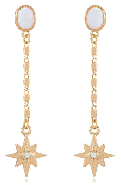 Ettika Opal Star Linear Drop Earrings