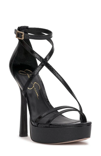 Jessica Simpson Jewelria Ankle Strap Platform Sandal In Black