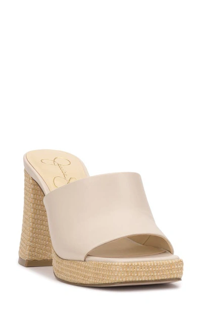 Jessica Simpson Kashet Platform Slide Sandal In Chalk Leather