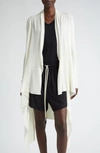 Rick Owens Open Front Long Wool Cardigan In Milk