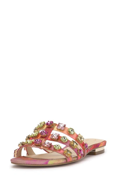 Jessica Simpson Detta Slide Sandal In Pink Floral Satin