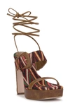 Jessica Simpson Caelia Ankle Wrap Platform Sandal In Warm Multi Polyester