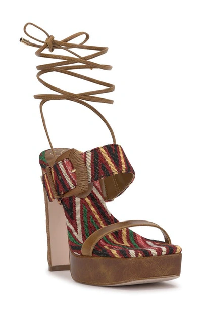 Jessica Simpson Caelia Ankle Wrap Platform Sandal In Warm Multi Polyester