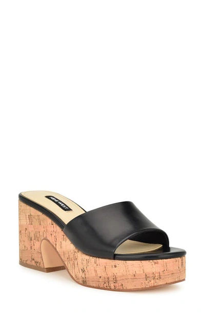 Nine West Boone Platform Slide Sandal In Black