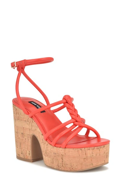 Nine West Olander Platform Sandal In Orange