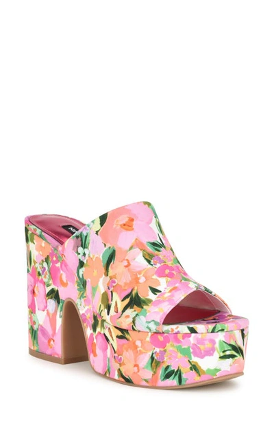 Nine West Olley Platform Slide Sandal In Medium Pink