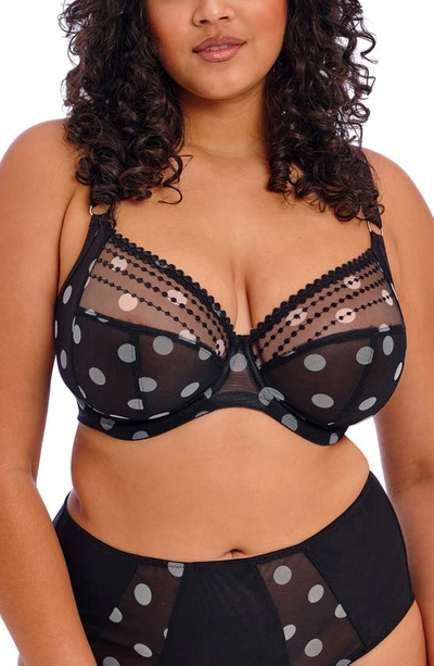 Elomi Matilda Full Figure Underwire Plunge Bra In Black Dot