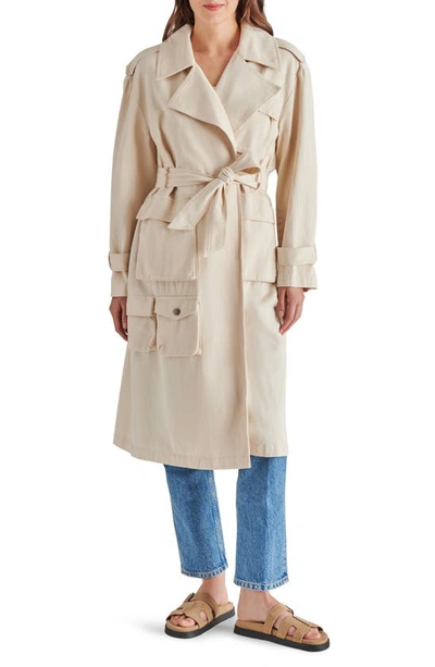 Steve Madden Sunday Cargo Pocket Cotton Trench Coat In Antique