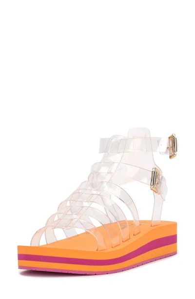 Jessica Simpson Bimala Platform Sandal In Clear,sweet Clementine Tpu