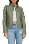 Levi's Faux Leather Racer Jacket In Sage