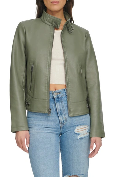 Levi's Faux Leather Racer Jacket In Sage