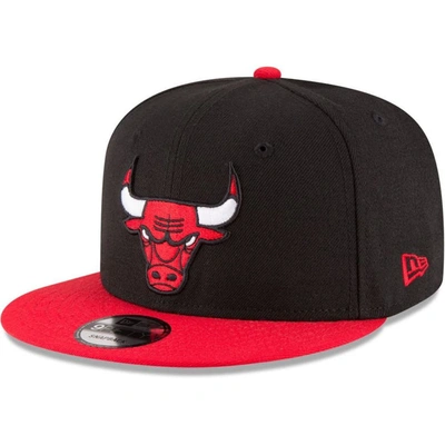 New Era Men's  Black, Red Chicago Bulls Two-tone 9fifty Adjustable Hat In Black,red