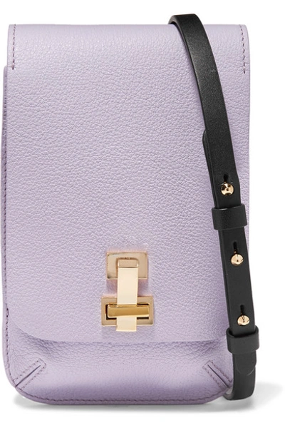 The Volon E.z Mini Textured-leather Shoulder Bag In Lilac