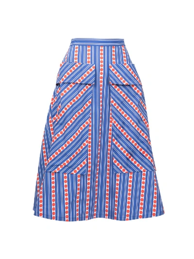 Lhd Blue Bardot Skirt In Multi