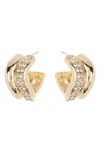 Tasha Double Row Cz Huggie Hoop Earrings In Gold