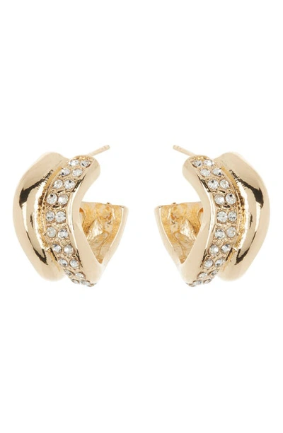 Tasha Double Row Cz Huggie Hoop Earrings In Gold