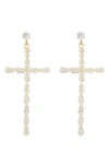 Tasha Cz Cross Drop Earrings In White
