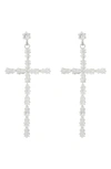 Tasha Cz Cross Drop Earrings In Silver