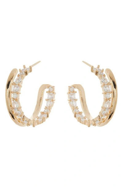 Tasha Double Row Crystal Hoop Earrings In Gold