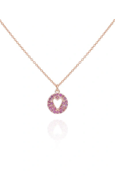 Vince Camuto Crystal Embellished Heart Cutout Pendant Necklace In Pink