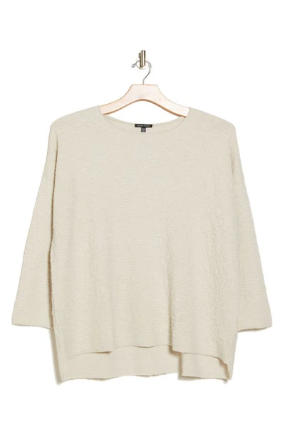 Eileen Fisher Organic Linen & Cotton Stretch Knit Top In Natural White