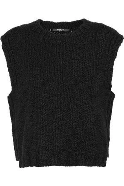 Derek Lam Woman Open-knit Wool Vest Black
