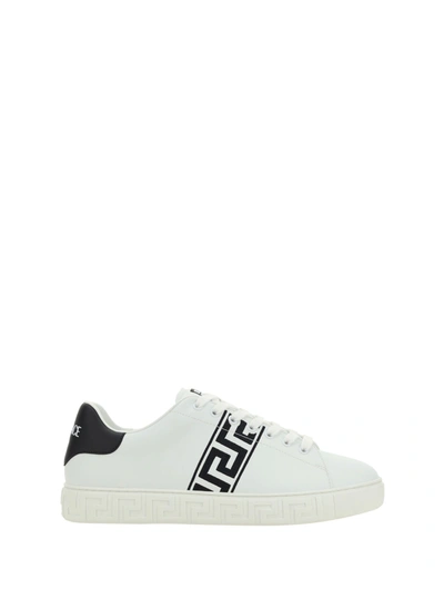 Versace Low Top Trainers In Bianco E Nero