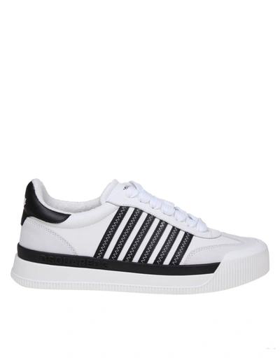 Dsquared2 New Jersey Sneakers In White/black Leather In Bianco E Nero