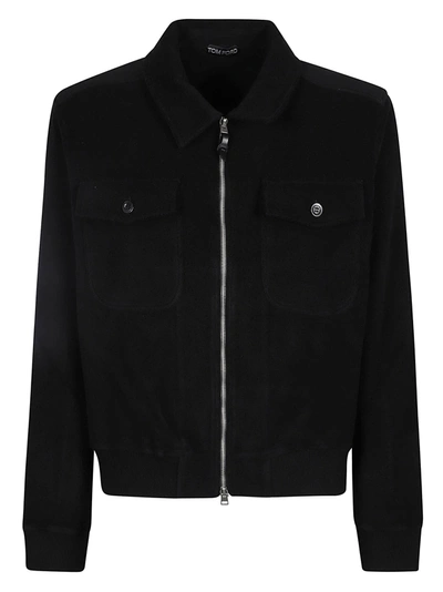 Tom Ford Patched Pocket Zipped Jacket In Black