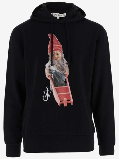 Jw Anderson J.w. Anderson Cotton Hoodie With Graphic Print And Logo In Black