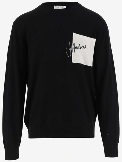 Jw Anderson J.w. Anderson Wool Pullover With Logo In Black