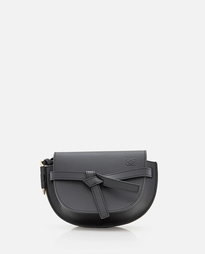 Loewe Mini Gate Dual Leather Shoulder Bag In Black