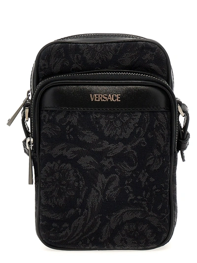 Versace Athena Barocco Crossbody Bag In Black Black Ruthenium (black)