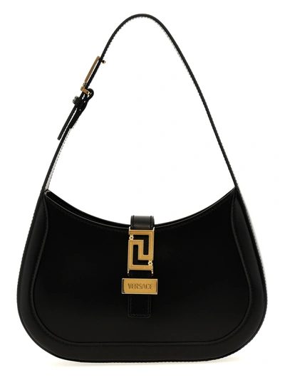 Versace Greca Goddess Small Shoulder Bag In Black