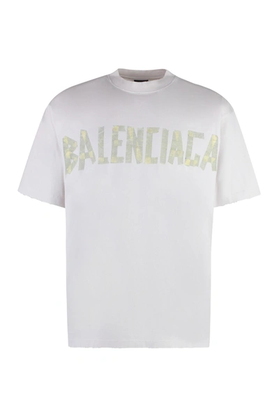 Balenciaga Cotton Crew-neck T-shirt In Ecru