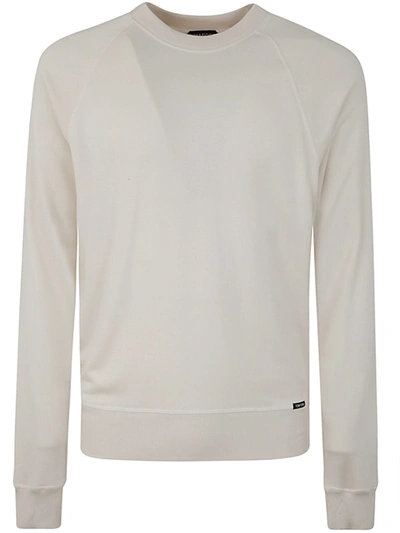 Tom Ford Cut And Sewn Crew Neck Sweatshirt In Ivory