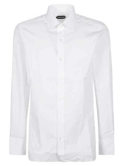 Tom Ford Round Hem Plain Shirt In Optical White