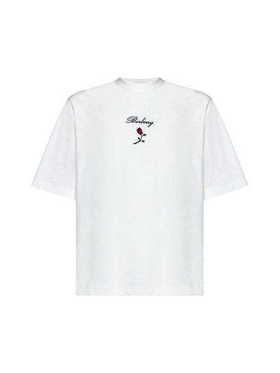 Burberry Logo Embroidered Crewneck T-shirt In Rain