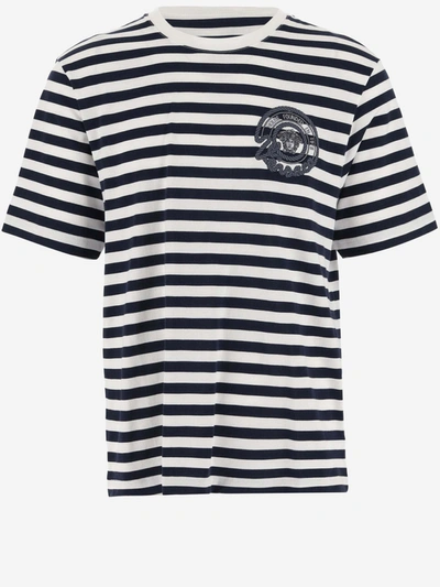 Versace Striped Cotton T-shirt With Logo In Red