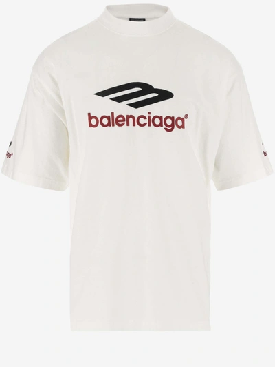 Balenciaga Cotton T-shirt With Logo In White